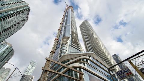 Construction progress at SkyTower at Pinnacle One Yonge in Toronto