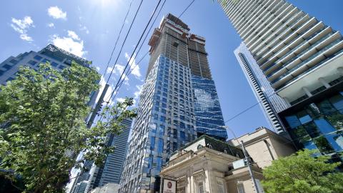 Construction progress at Forma in Toronto.